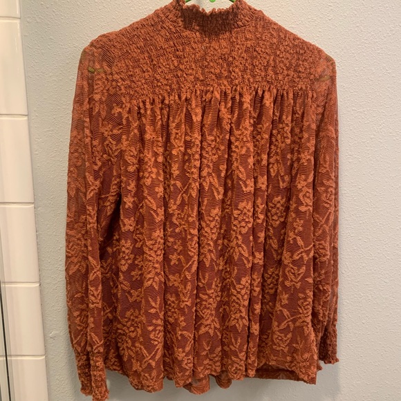 Women’s Burnt Orange Lace Blouse - Picture 1 of 2